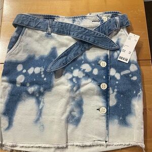 Denim Tie-Dye Button Skirt